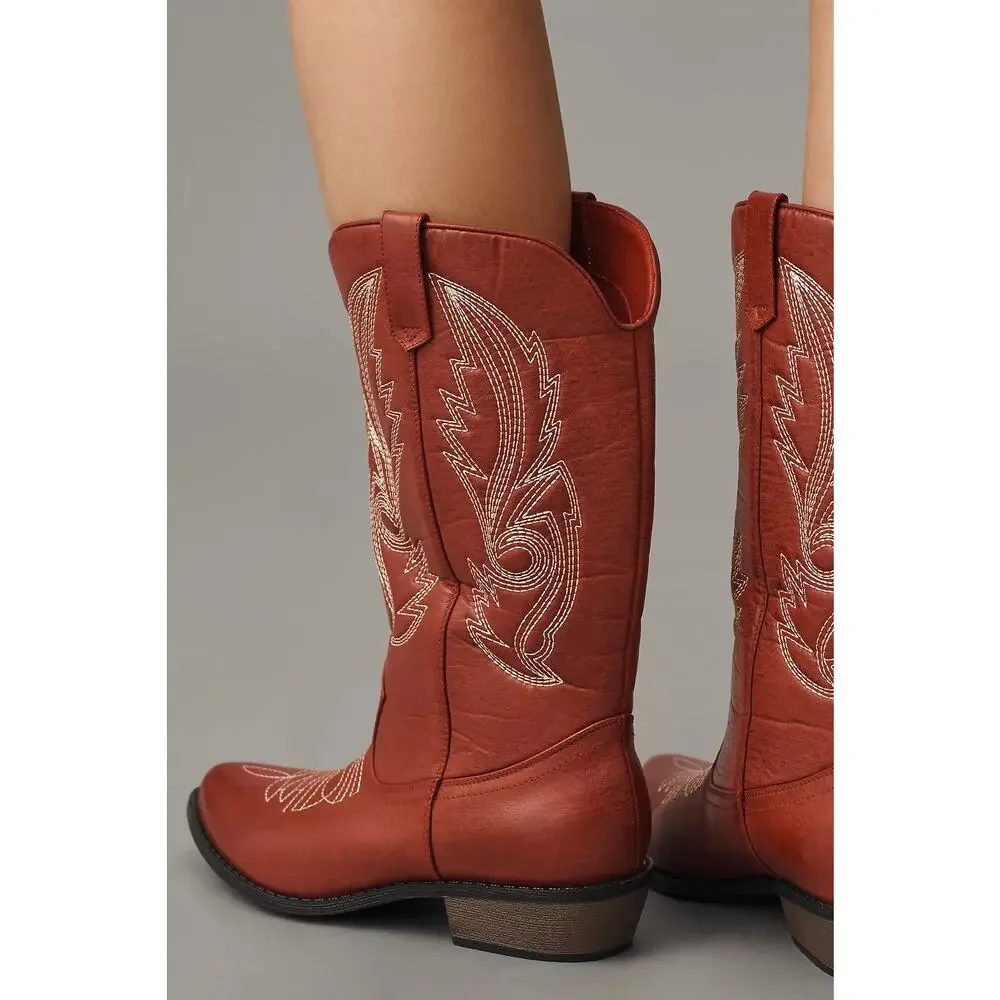 Coconuts by Matisse Red Embroidered Western Ankle Boots - Picture 11 of 11